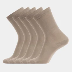 5 pak Beige bambus strømper