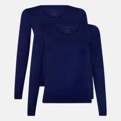2 pak Blå langærmet bambus T-shirt