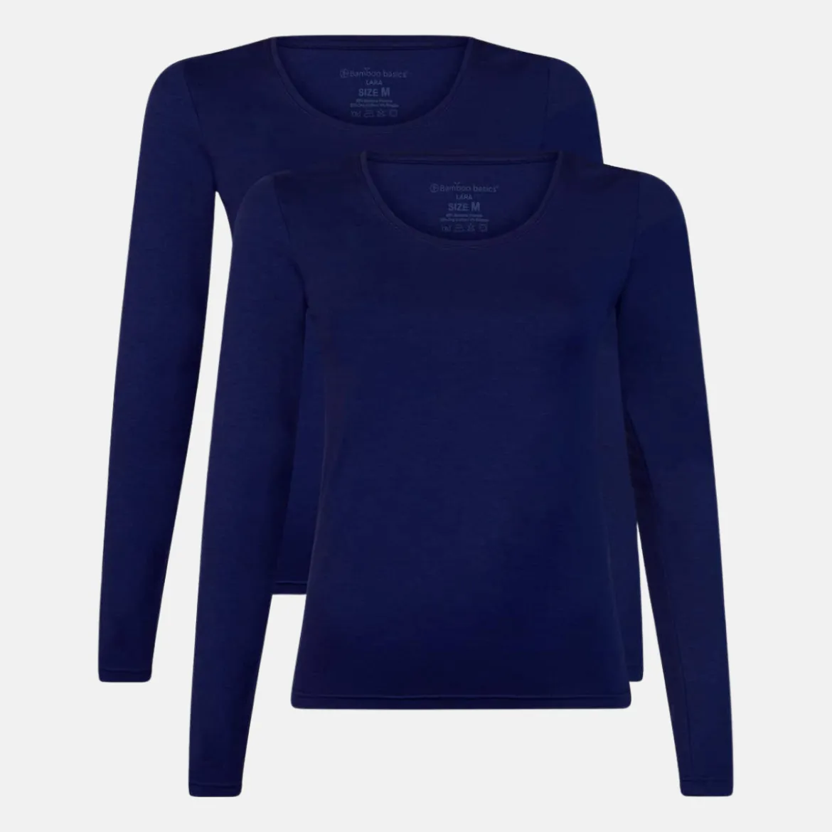 2 pak Blå langærmet bambus T-shirt