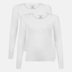 2 pak Hvid langærmet bambus T-shirt