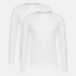 2 pak Hvid langærmet bambus T-shirt