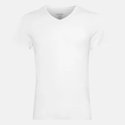 2 pak Hvid slim fit bambus V-hals T-shirt