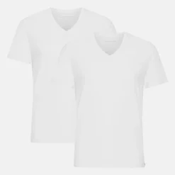 2 pak Hvid slim fit V-hals bambus T-shirt