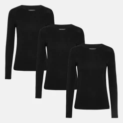 3 pak Sort langærmet bambus T-shirt