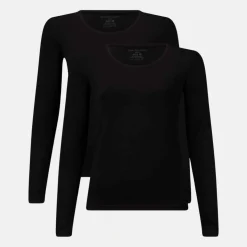 2 pak Sort langærmet bambus T-shirt
