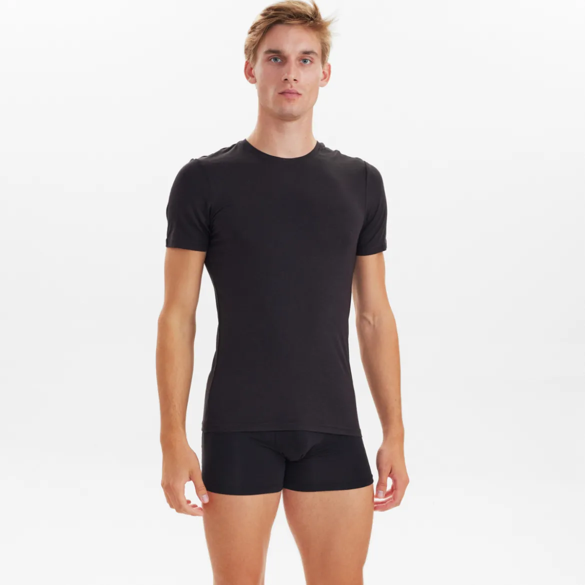 2 pak Sort slim fit bambus T-shirt