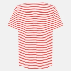 Bea kortærmet bambus t-shirt- Rød stribet