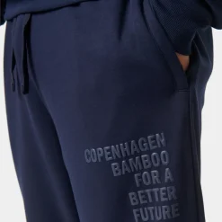 Blå bambus hoodie joggingsæt med logo