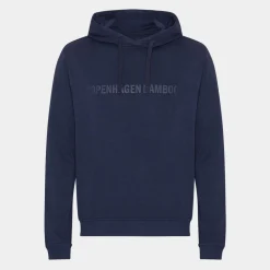Blå bambus hoodie joggingsæt med logo
