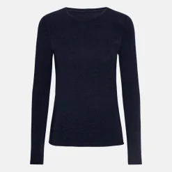 Blå langærmet bambus T-shirt