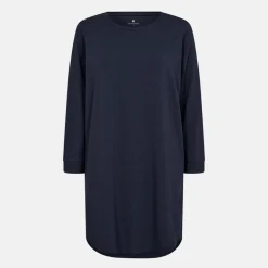 Blå langærmet bambus T-shirt kjole