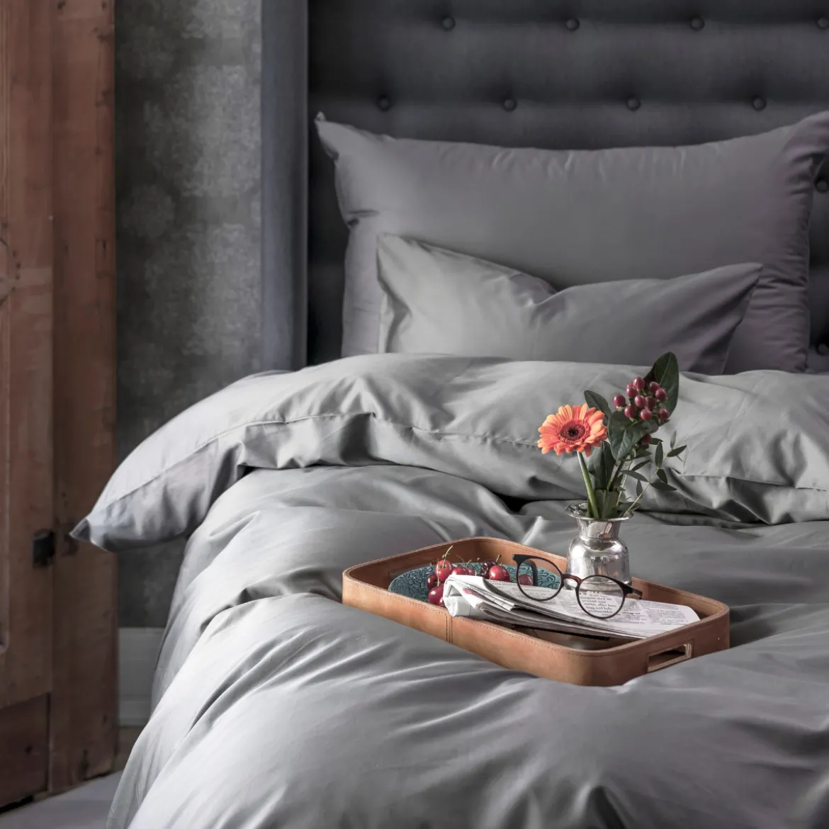 Enjoy bambus sengetøj grå