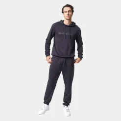 Grå bambus hoodie joggingsæt med logo