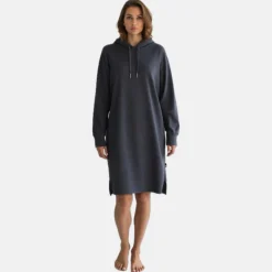 Grå bambus hoodie kjole
