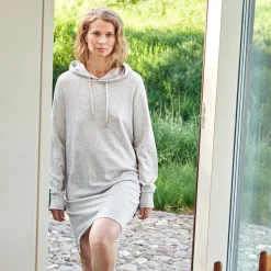 Grå bambus hoodie kjole