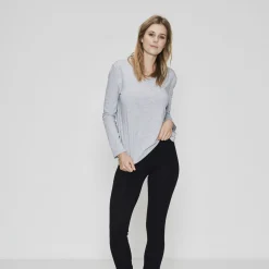 Grå langærmet bambus T-shirt