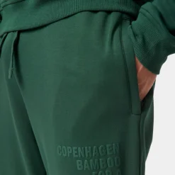 Grøn bambus hoodie joggingsæt med logo