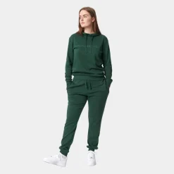 Grøn bambus hoodie joggingsæt med logo