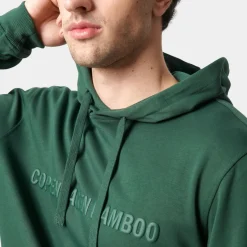 Grøn bambus hoodie joggingsæt med logo