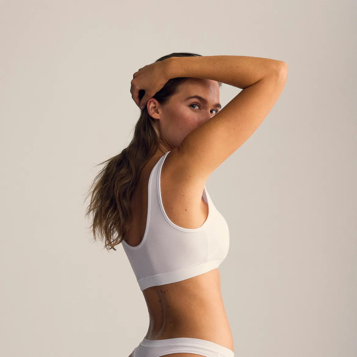 Hvid bambus BH top