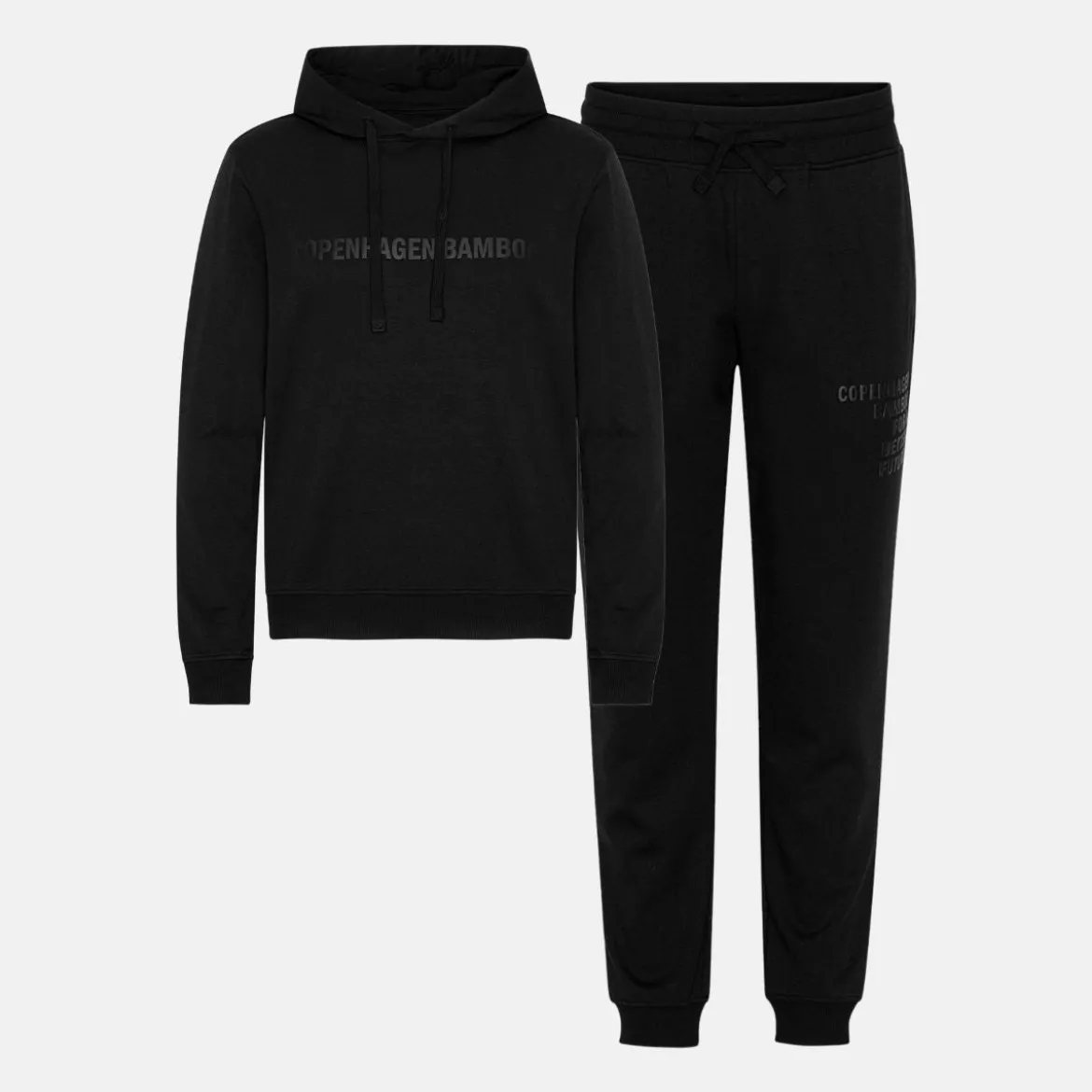 Sort bambus hoodie joggingsæt med logo