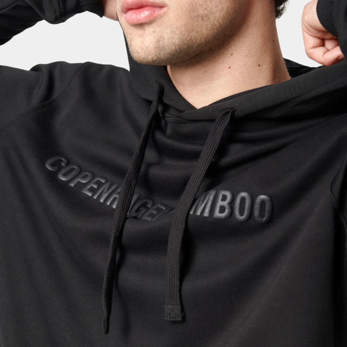 Sort bambus hoodie joggingsæt med logo