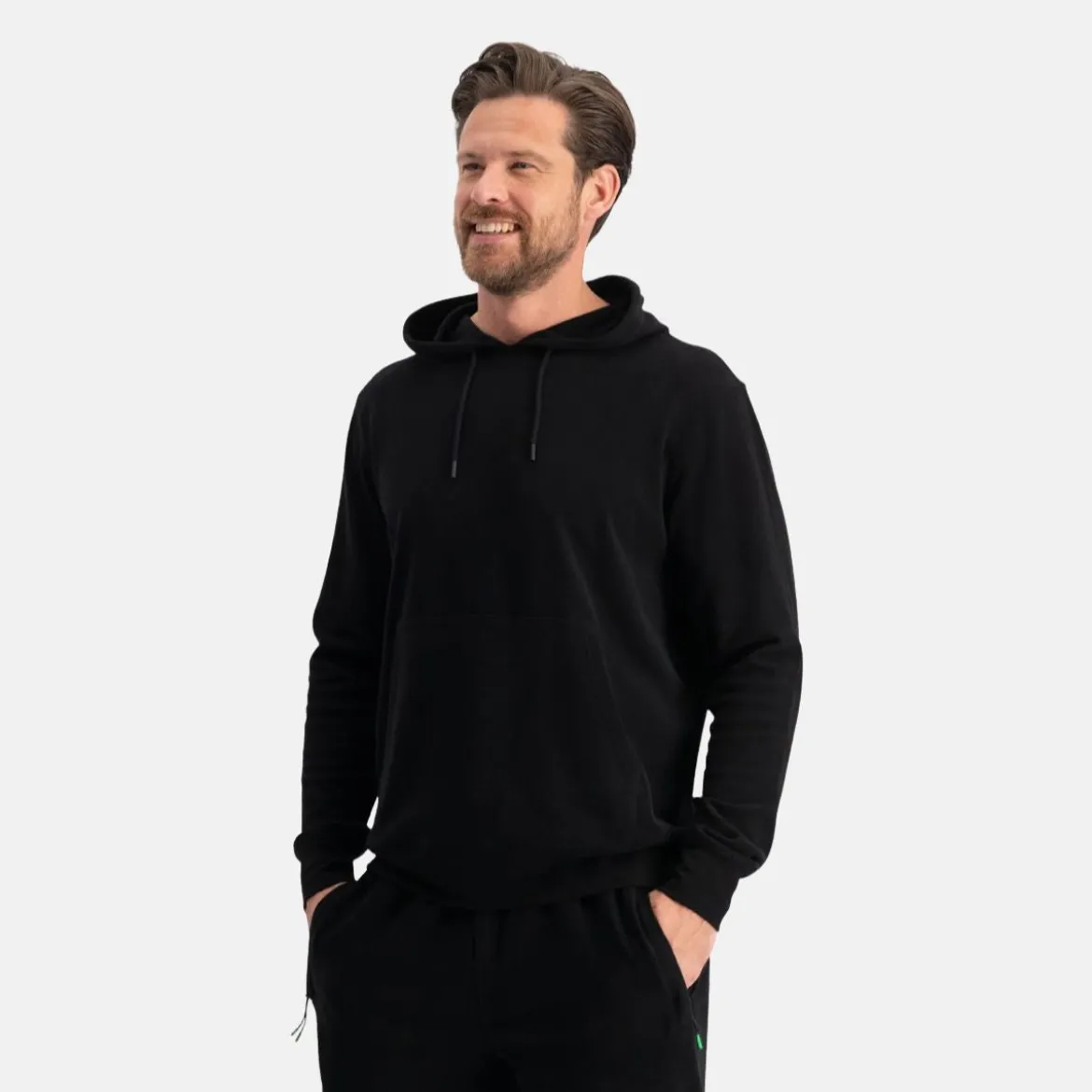 Sort bambus hoodie joggingsæt