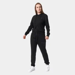 Sort bambus hoodie joggingsæt med lynlås