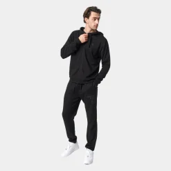 Sort bambus hoodie joggingsæt med lynlås