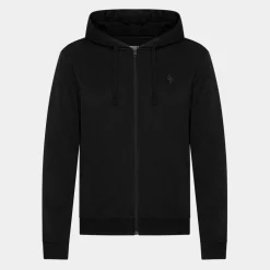 Sort bambus hoodie med lynlås