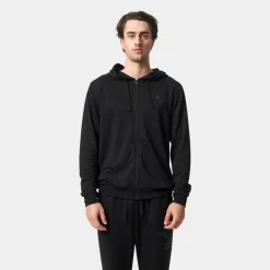 Sort bambus hoodie med lynlås