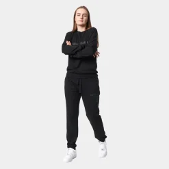Sort bambus joggingsæt med logo