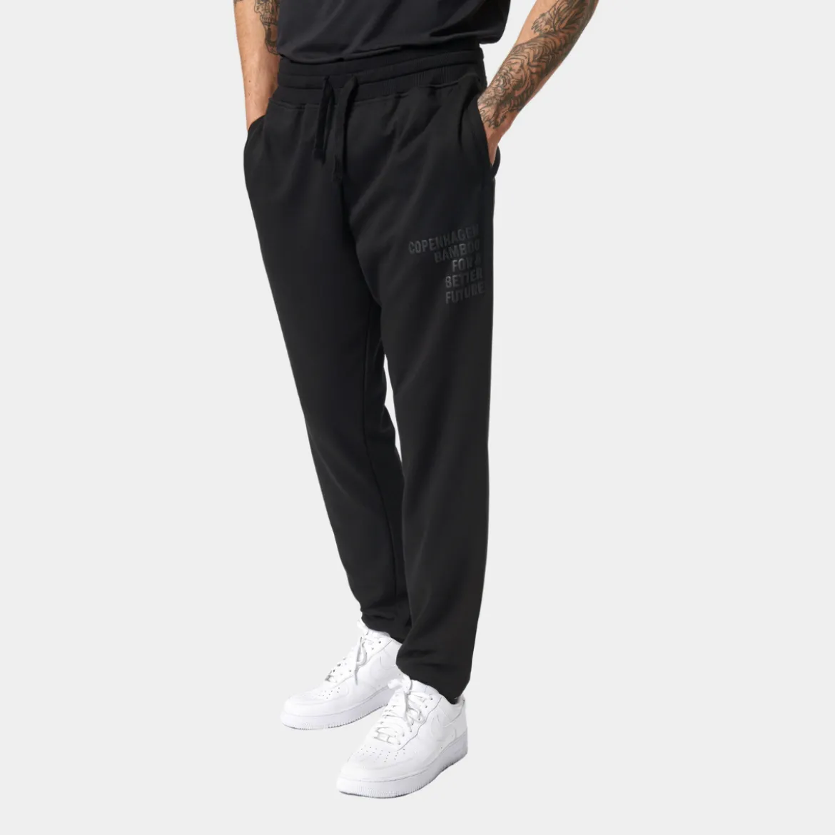 Sort bambus sweatpants med logo