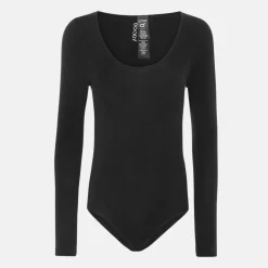 Sort langærmet bambus bodystocking