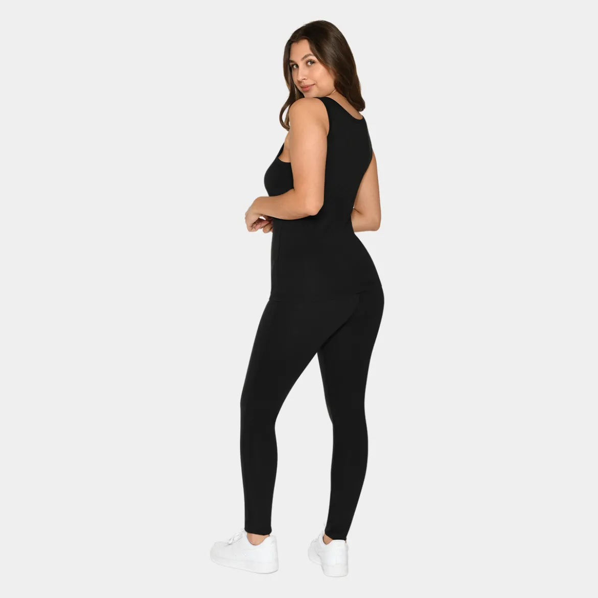 Sort rib bambus Tank Top