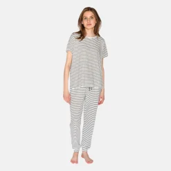 Stribet bambus T-shirt