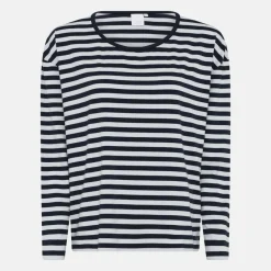 Stribet langærmet bambus T-shirt