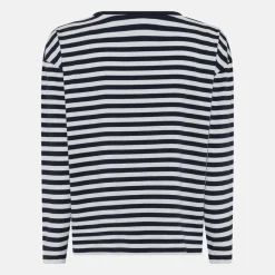 Stribet langærmet bambus T-shirt